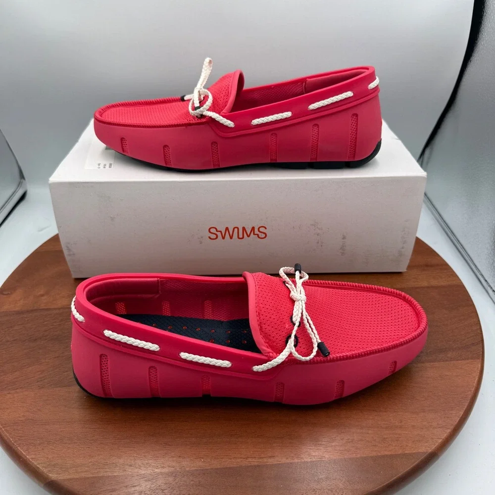 SWIMS Men Braided Lace Loafer Campari Red Water Resistant Shoes 21215-903 Size 7